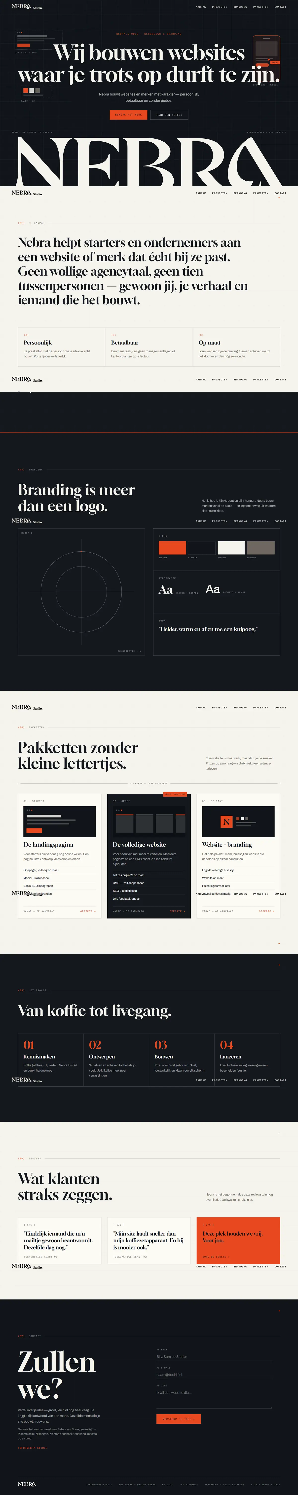 Nebra Studio — desktop weergave van nebra.studio