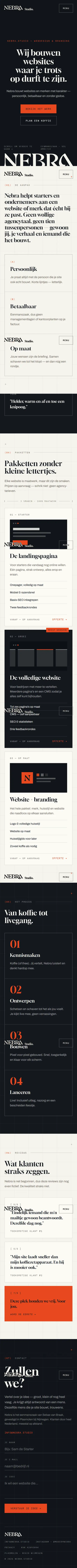 Volledige mobiele pagina van nebra.studio